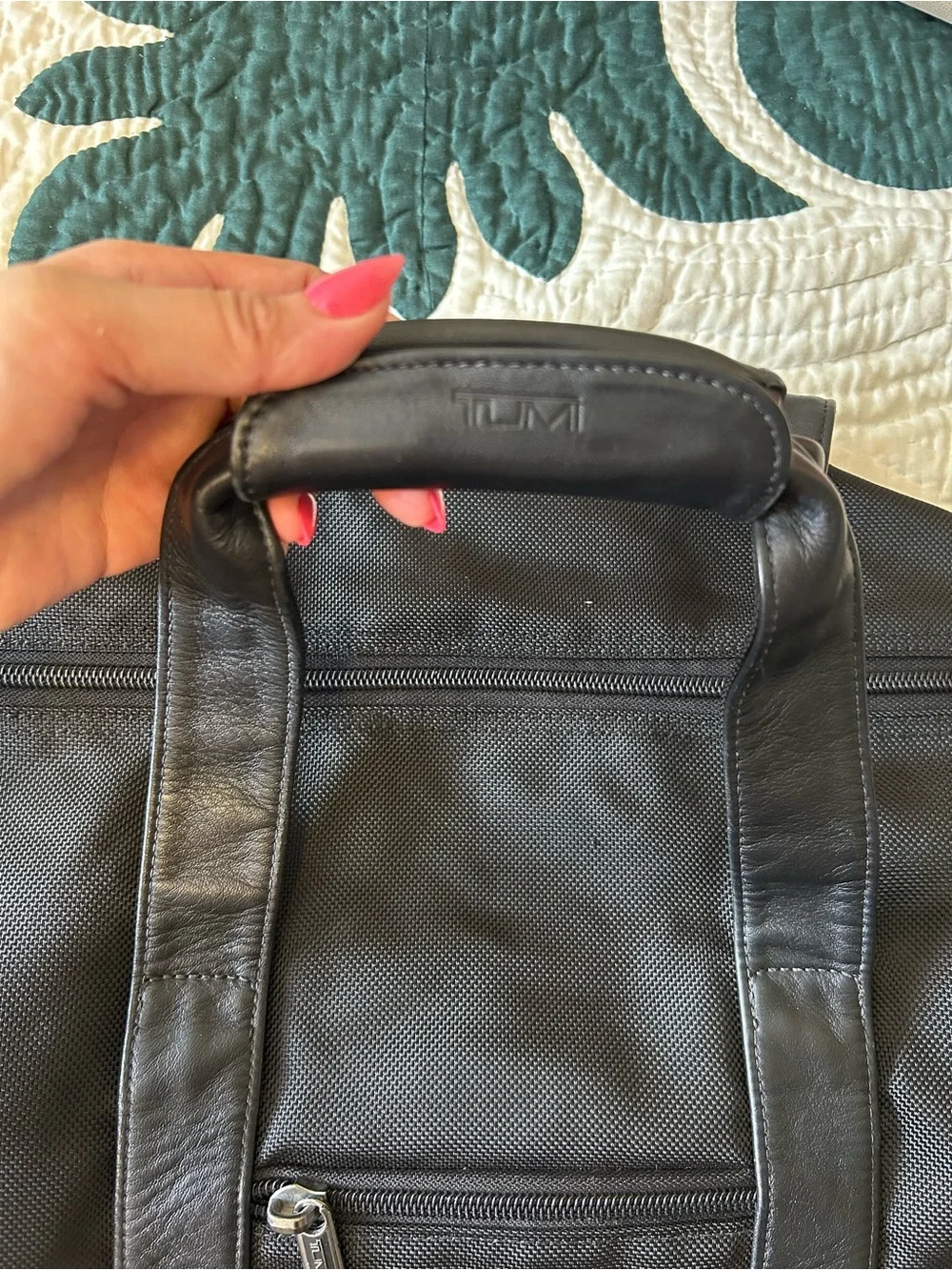 Authentic Tumi Black Men's Duffel Bag with Leather Trim